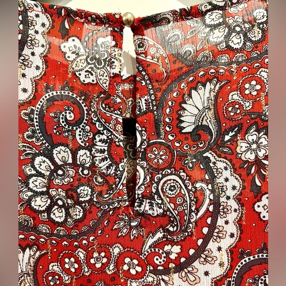 Loft Babydoll Long Sleeve Dress Silver Sparkle Paisley Short New Size XXS Petite - Picture 7 of 14